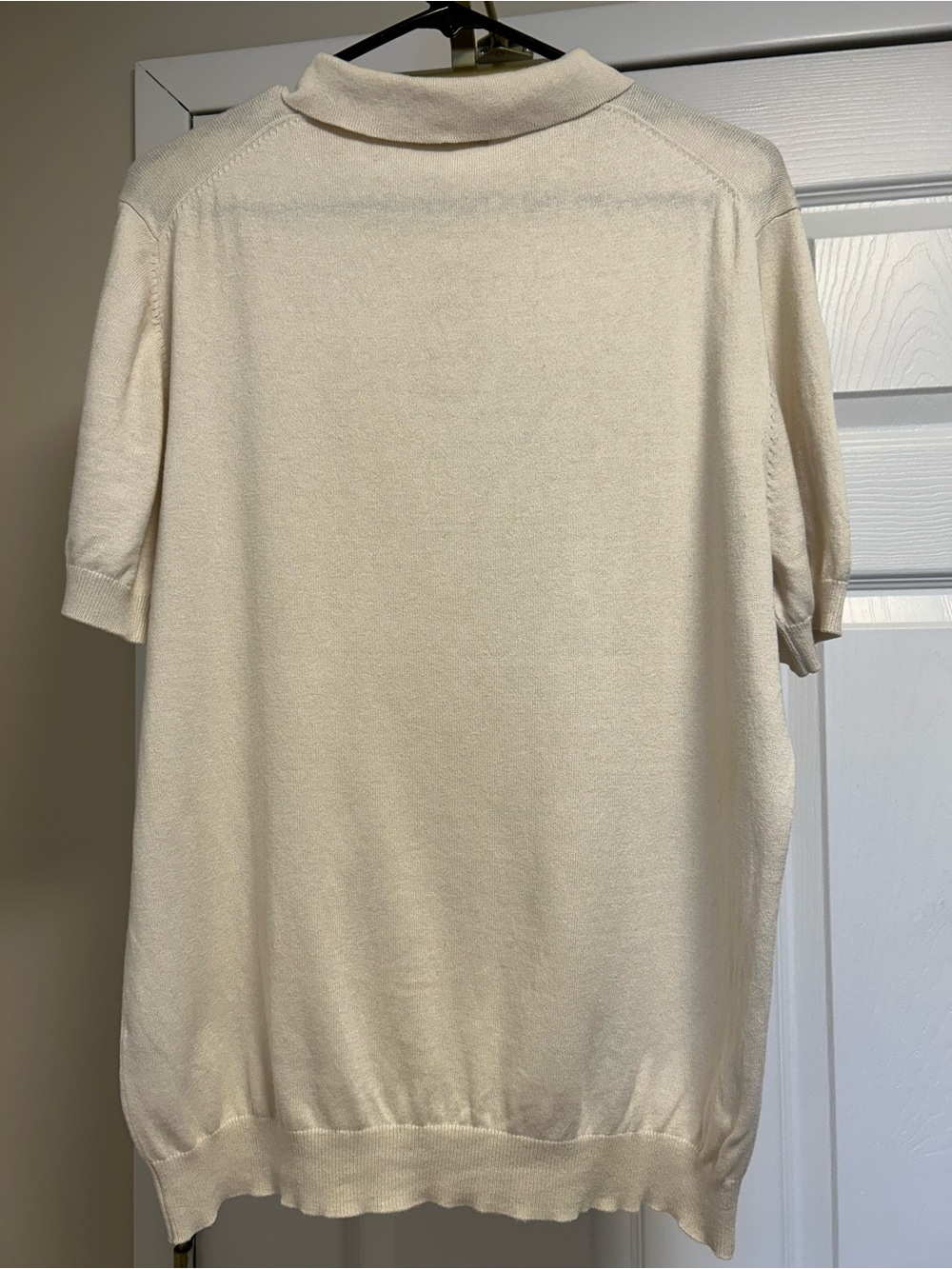Paul Fredrick Men's Cream Knit Polo - Picture 6 of 8